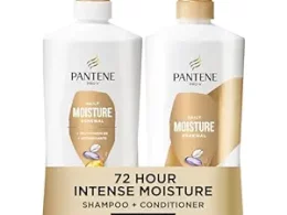 Pantene Shampoo & Conditioner Set, Daily Moisture Renewal - Pro-V Nutrients for Dry, Color-Treated, Straight to Curly Hair, 72-Hour Hydration & Softness, 52.8 Oz Total + Miracle Rescue Shot (0.5 Oz)