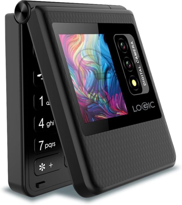 Logic Z1L 4G/LTE/Volte Dual Screen Flip Phone |Camera VGA & LED Flash, USB Type C (Black)