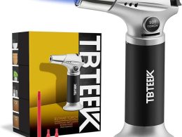 TBTEEK Butane Torch, Kitchen Torch Cooking Torch with Safety Lock & Adjustable Flame for Cooking, BBQ, Baking, Brulee, Creme, DIY Soldering(Butane Not Included)