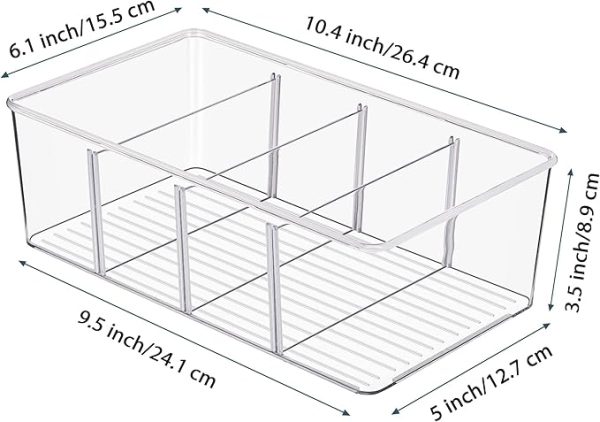 Vtopmart 4 Pack Food Storage Organizer Bins, Clear Plastic Bins for Pantry, Kitchen, Fridge, Cabinet Organization and Storage, 4 Compartment Holder Packets, Snacks, Pouches, Spice Packets - Image 5