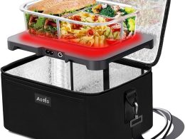 Aotto Portable Oven, Electric Lunch Box Food Heater - 12V/24V/110V 3-in-1 Car Food Warmer - Mini Personal Microwave Heated Lunch Box Warmer for Car, Truck, Travel, Office & Home Use - Black