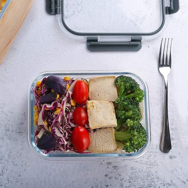 [10-Pack] Glass Meal Prep Containers with Lids, MCIRCO Food Storage Containers with Snap Locking Lids, Airtight Lunch Containers, Microwave, Oven, Freezer and Dishwasher - Image 3