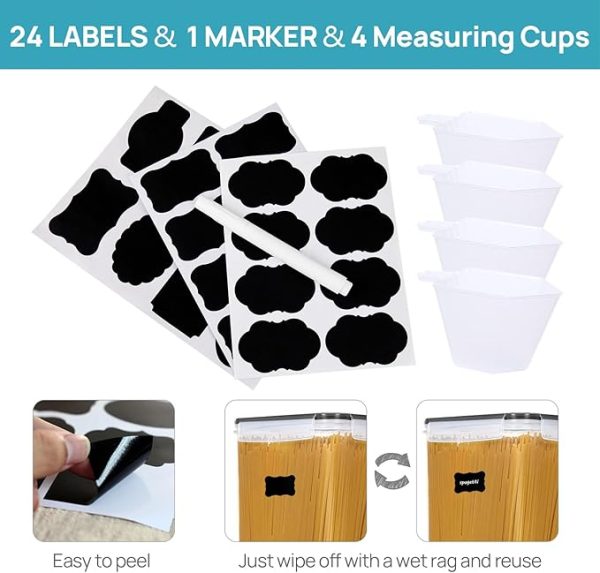 Vtopmart 10 PCS Flour and Sugar Storage Container, Large Airtight Food Canisters with Lids for Kitchen, Pantry Organization, BPA Free, Black - Image 3