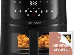 Air Fryer 8-in-1 with 6.3 Qt Capacity and Easy View Windows, Max 400F, 95% Less Oil, 100+ Recipes, Shake Reminder, Nonstick Basket for Roast, Bake, Dehydrate, Reheat, Broil-CT03