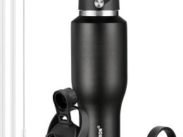 HYDROWION 40 oz Insulated Water Bottle with Straw fit in Car Cup Holder(Cold 48 hrs, Hot 24 hrs) Drinking Bottle with Straw Lid, Spout Lid and Flex Cap Leakproof Travel Thermo Mug，Black