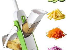 SupMaKin Safe Mandoline Slicer for Kitchen, Potato Slicer, Vegetables Slicer and Chopper, French Fry Cutter, Adjustable Thickness, Dishwasher Safe Chopping Artifact Gift (Green)