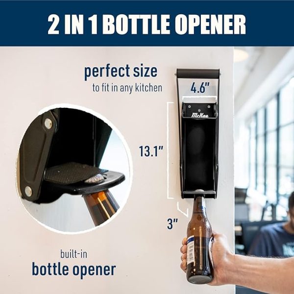 Mckay 16oz Metal Can Crusher, Heavy-Duty Wall-Mounted Smasher for Aluminum Seltzer, Soda, Beer Cans and Bottles for Recycling, Gadgets for Home (Black) - Image 3