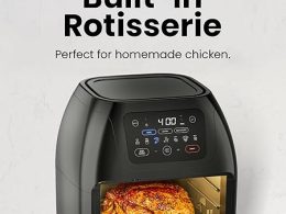 CHEFMAN Multifunctional Digital Air Fryer+ Rotisserie, Dehydrator, Convection Oven, 17 Touch Screen Presets Fry, Roast, Dehydrate, Bake, XL 10L Family Size, Auto Shutoff, Large Easy-View Window, Black