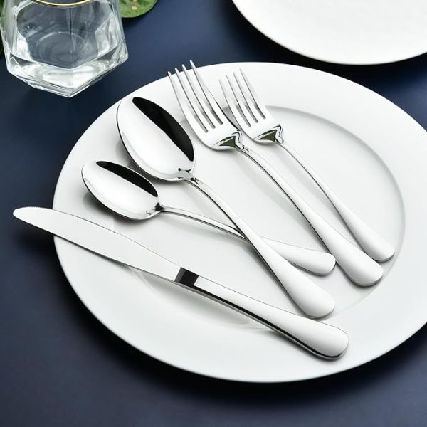 Silverware Set for 8, 40 Piece Heavy Duty Stainless Steel Flatware Utensils Cutlery Set Including Steak Knife Fork and Spoon, Dishwasher Safe, Gift Package for Wedding Housewarming - Image 6
