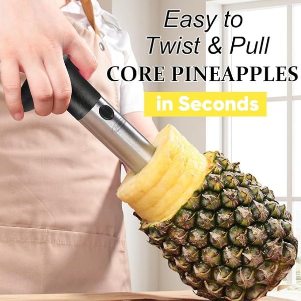 Pineapple Corer, [Upgraded, Reinforced, Thicker Blade] Newness Premium Pineapple Corer Remover (Black) - Image 3