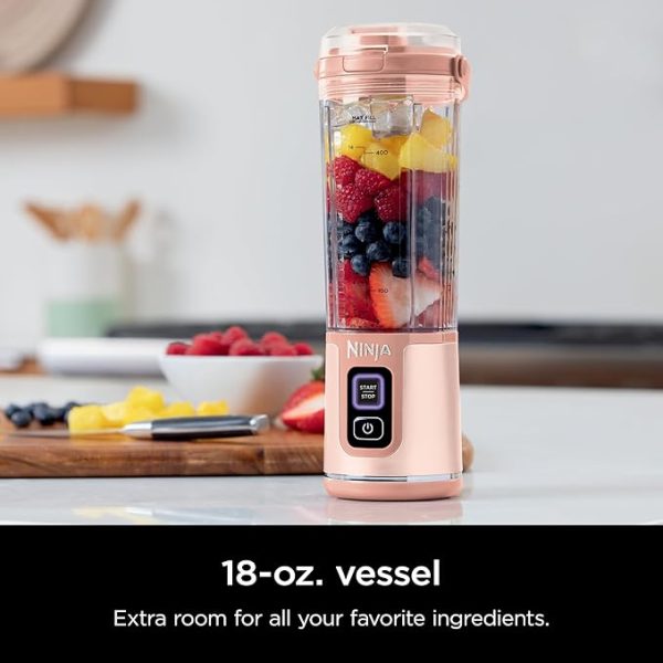 Ninja BC155PS Blast Two-Pack Portable Blender, Cordless, 18oz. Vessel, Personal Blender-for Shakes & Smoothies, BPA Free, Leakproof-Lid & Sip Spout, Rechargeable, Dishwasher Safe Parts, Peach & Stone - Image 5