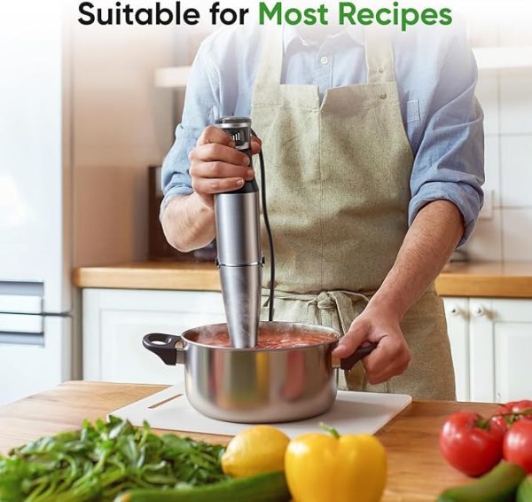 Immersion Blender Handheld 1100W 3 in 1 Corded Stick Hand Blenders for Kitchen with Trigger Speed Control, with Whisk, Milk Frother Attachemnts, Perfect Emulsifier for Soup, Smoothie, Puree - Image 4