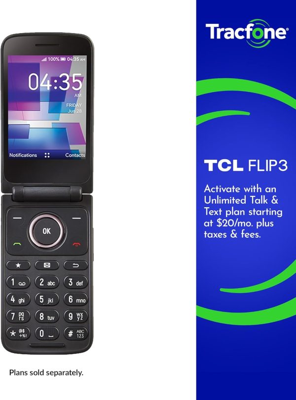Tracfone| TCL FLIP 3 | Locked| 13GB | 1850mAh Battery |5MP Video Capable Camera| Stone Gray