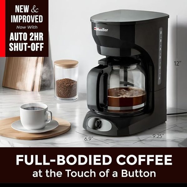 Mueller 12-Cup Drip Coffee Maker - Borosilicate Carafe, Auto-Off, Reusable Filter, Anti-Drip, Keep-Warm Function, Clear Water Level Window Coffee Machine, Kitchen Essentials & Accessories - Image 5