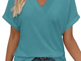 WIHOLL Womens Summer Tops Short Dolman Sleeve Shirts 2025 Fashion V Neck Outfits Clothes