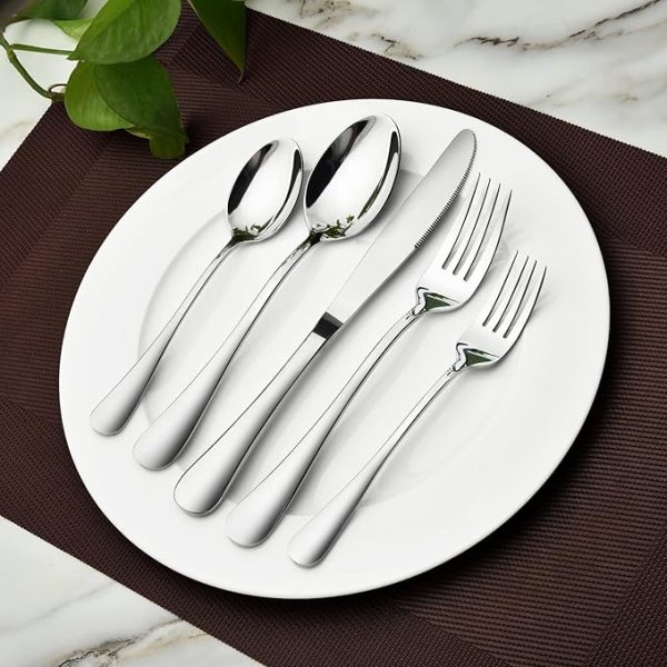 Silverware Set for 8, 40 Piece Heavy Duty Stainless Steel Flatware Utensils Cutlery Set Including Steak Knife Fork and Spoon, Dishwasher Safe, Gift Package for Wedding Housewarming - Image 3