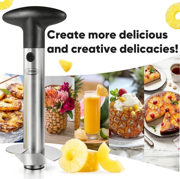 Pineapple Corer, [Upgraded, Reinforced, Thicker Blade] Newness Premium Pineapple Corer Remover (Black) - Image 2