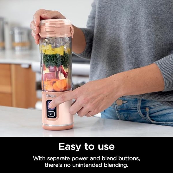 Ninja BC155PS Blast Two-Pack Portable Blender, Cordless, 18oz. Vessel, Personal Blender-for Shakes & Smoothies, BPA Free, Leakproof-Lid & Sip Spout, Rechargeable, Dishwasher Safe Parts, Peach & Stone - Image 4