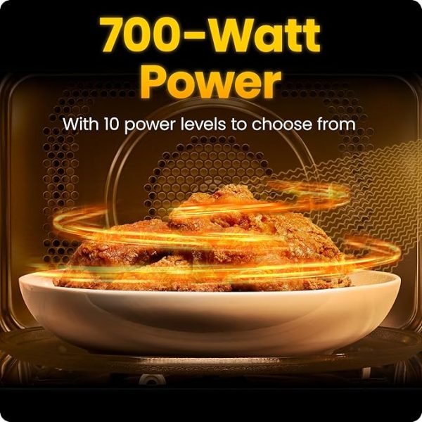 Chefman Countertop Microwave Oven 0.7 Cu. Ft., 700 Watts with 10 Power Levels, 6 Cooking Presets with One-Touch Express Cook, Eco Mode, Child Safety Lock, & Mute Button - Black - Image 5