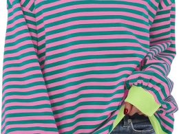 ANRABESS Women Striped Oversized Sweatshirt