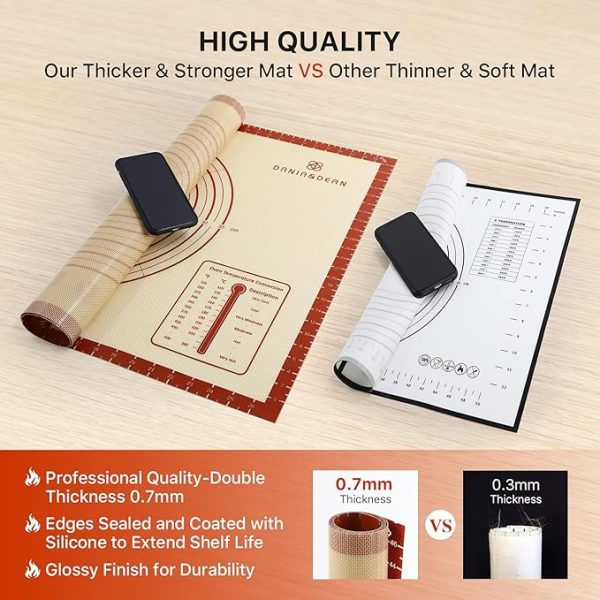 26x16 Inch Extra Thick Silicone Baking Mat with Measurements, Non-slip and Reusable - For Cookies, Bread, Pastry - Image 3