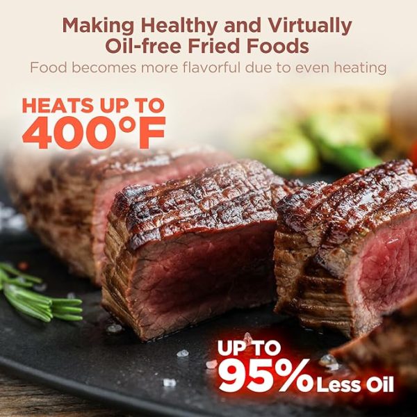 Air Fryer 8-in-1 with 6.3 Qt Capacity and Easy View Windows, Max 400F, 95% Less Oil, 100+ Recipes, Shake Reminder, Nonstick Basket for Roast, Bake, Dehydrate, Reheat, Broil-CT03 - Image 4