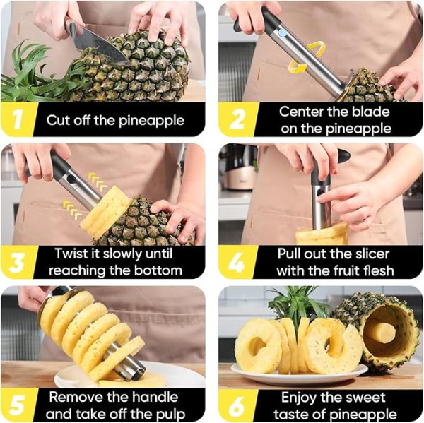 Pineapple Corer, [Upgraded, Reinforced, Thicker Blade] Newness Premium Pineapple Corer Remover (Black) - Image 4