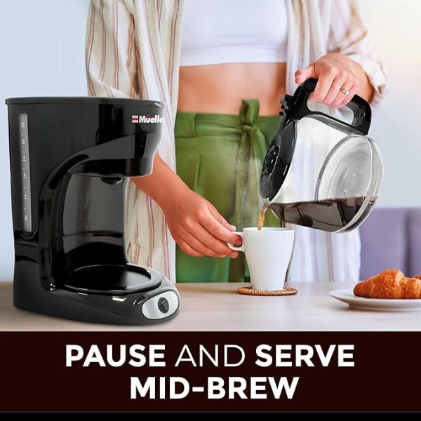 Mueller 12-Cup Drip Coffee Maker - Borosilicate Carafe, Auto-Off, Reusable Filter, Anti-Drip, Keep-Warm Function, Clear Water Level Window Coffee Machine, Kitchen Essentials & Accessories - Image 3