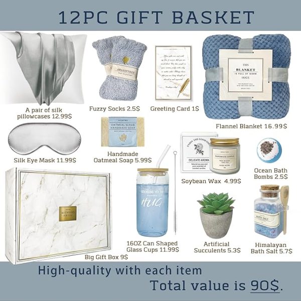 Get Well Soon Gift Baskets For Women,12PC Get Well Gifts for Women After Surgery,Birthday Gifts,Care Package ,Grief ,Sympathy ,Condolences Gift Basket for Friend (navy blue) - Image 4
