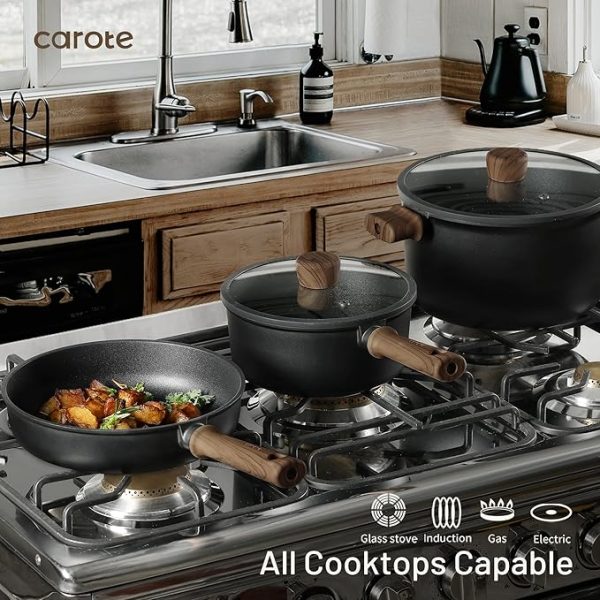 CAROTE Nonstick Pots and Pans,Cookware Set 16pcs Kitchen Cooking Sets, Pot and Pan Non Stick w/Frying pan - Image 3
