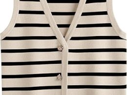LILLUSORY Summer Vest Tops for Women 2025 Striped Sweater Vests Vacation Button Up Outfits Spring Shirts Blouses Clothes