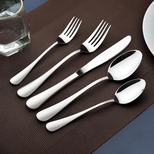 Silverware Set for 8, 40 Piece Heavy Duty Stainless Steel Flatware Utensils Cutlery Set Including Steak Knife Fork and Spoon, Dishwasher Safe, Gift Package for Wedding Housewarming - Image 4