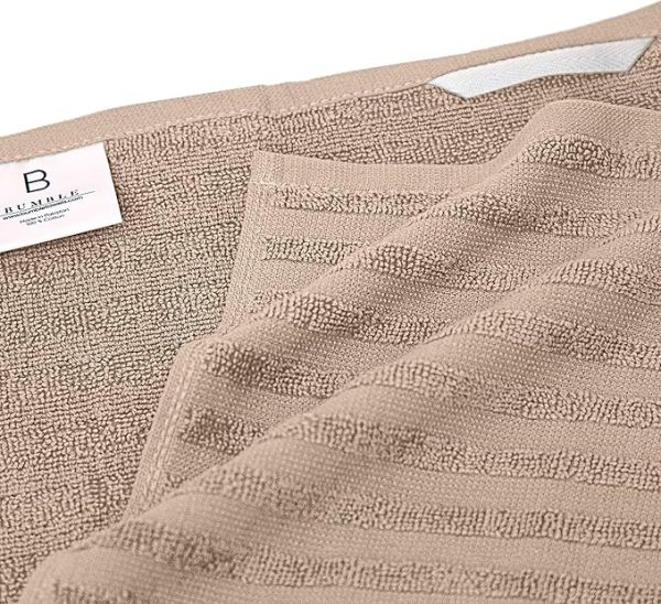 Premium Kitchen Towels (20”x 28”, 6 Pack) | Large Cotton Kitchen Hand Towels | Flat & Terry Dish Towel | Highly Absorbent Tea Towels Set with Hanging Loop | Tan - Image 3