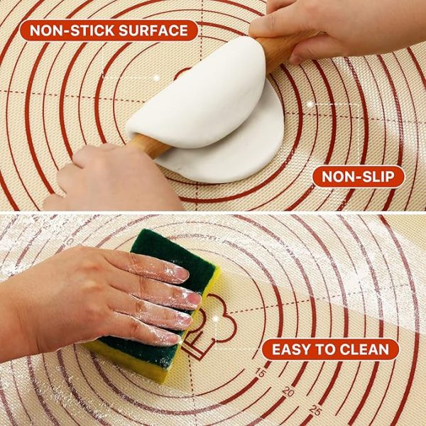 26x16 Inch Extra Thick Silicone Baking Mat with Measurements, Non-slip and Reusable - For Cookies, Bread, Pastry - Image 4