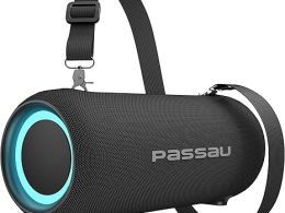 Passau Portable Bluetooth Speakers Loud 40W Peak Stereo Sound, Passive Radiators-Deep Bass, All Day Playtime, Adjustable Strap, BT5.3, IPX5 Wireless Speaker RGB Lights for Indoor Outdoor