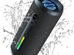 OHAYO Portable Bluetooth Speaker - IPX7 Waterproof, Wireless Stereo Pairing, 25-Hour Playtime, 24W Loud Sound, Bluetooth 5.3, Bass Boost, LED Lights, for Home/Shower/Outdoor/Beach/Travel, Gift Ideas