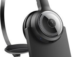LEVN Wireless Headset with Mic for Work, Wireless Headphones with Mic (AI Noise Cancellation) & Charging Base, 45 Hours Talk Time, Perfect for Work from Home/Office/Call Center/PC/Laptop/Zoom, Black
