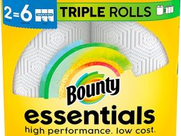 Bounty Essentials Select-A-Size Paper Towels, White, 2 Triple Rolls = 6 Regular Rolls