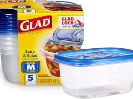 GladWare Soup & Salad Food Storage Containers for Everyday Use | Medium Rectangle Containers for Food Storage | Containers Hold up to 24 Ounces of Food, 5 Count Set
