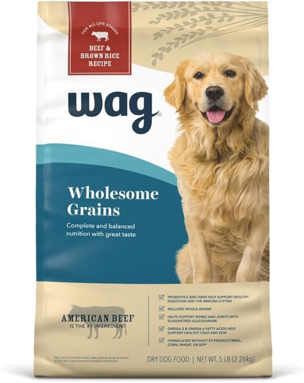 Wag Adult Premium Nutrition Dry Dog Food, Supports Stomach and Skin Health, Lamb and Brown Rice, 30 lb Bag