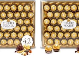 Ferrero Rocher Premium Gourmet Milk Chocolate Hazelnut, Individually Wrapped Candy for Gifting, 42 Count (Pack of 2)