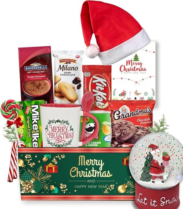 The Ultimate Basket Bundle Gift Set for Kids, Teenage, Candy & Snacks, Mug, & Snow Globe Variety Gift Box Christmas Care Package for Brother, Sister, Son, Daughter