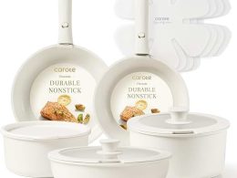 CAROTE Pots and Pans Set Non Stick, 15pcs Cookware Sets, Dishwasher/Oven/Fridge Safe, Kitchen Set, Space Saving Pots Set, Nonstick Set with Versatile Detachable Handle, Induction RV Set