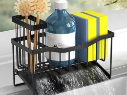 Maifan Sink Caddy Sponge Holder for Kitchen with Brush Holder and Stainless Steel Self Drain Tray, Rustproof Kitchen Sink Organizer for Sponge, Soap Dispenser Storage Accessories