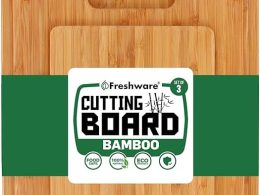 Bamboo Cutting Boards for Kitchen [Set of 3] Wood Cutting Board for Chopping Meat, Vegetables, Fruits, Cheese, Knife Friendly Serving Tray with Handles
