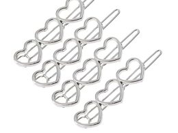 4Pcs Silver Hollow Love Heart Hairpin Alloy Barrettes Hair Clips Hair Bangs Clip Hair Accessories For Woman Girls,Beauty and Personal Care