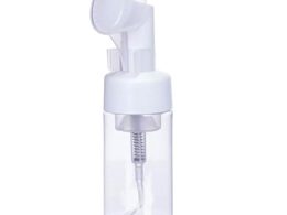 1Pc 100ml Clear Empty Clear Plastic Foam Dispenser Bottle Refillable Foaming Bottles Soap Dispenser Pump Bottles with Gel Head Wash Brush for Cleaning Travel Shampoo, Beauty and Personal Care
