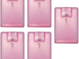 5Pcs PinkCard Type Spray Bottles Portable Fine Mist Spray Bottle Travel Bottle Refillable Cosmetic Spray Bottles for Women Beauty and Personal Care Refillable Containers 20ml/ 0.67oz