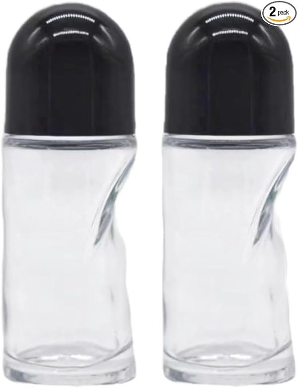 2Pcs 50ml Glass Essential Oil Roller Bottles Refillable Roll on Bottles Empty Deodorant Bottle Containers Rollerball Bottles Beauty and Personal Care Tools for Fragrance Cosmetics, Roller Bottles