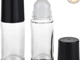 2 Pcs Black 30ML Clear Empty Glass Essential Oil Roller Bottles,Easy to Use and Store Convenient to Carry,Vials Containers Refillable Roll-on Bottles,Beauty and Personal Care Tool